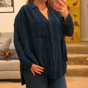 Free People  - Deep Teal oversized blouse